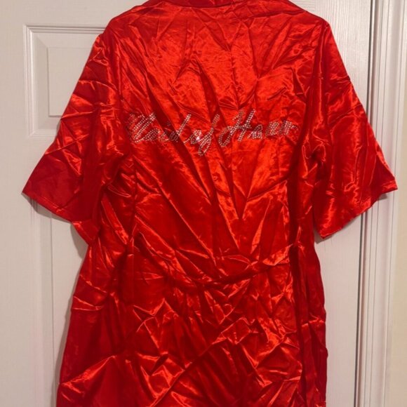 Silk Short Robe/Kimono Maid of Honor Rhinestone Red Wrap/Tie - One Size - Picture 1 of 3
